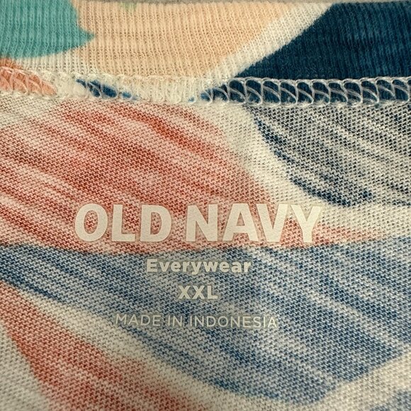 Old Navy Everywear XXL Short Sleeve Crewneck T-Shirt Pink Multicolor Floral - Picture 3 of 5